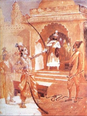 Rama breaking the bow, Raja Ravi Varma (1848-1906)